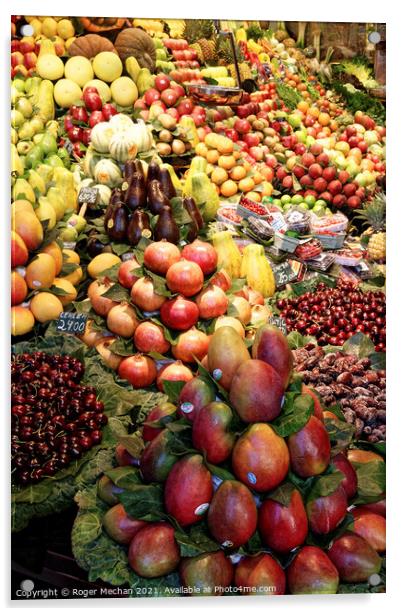 Bountiful Harvest on a Market Stall Acrylic by Roger Mechan