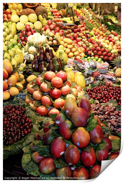 Bountiful Harvest on a Market Stall Print by Roger Mechan
