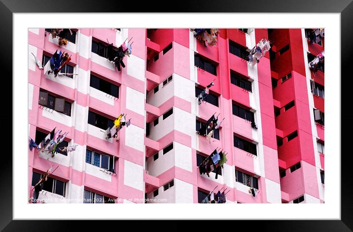 Vibrant Laundry Day in Singapore Framed Mounted Print by Roger Mechan