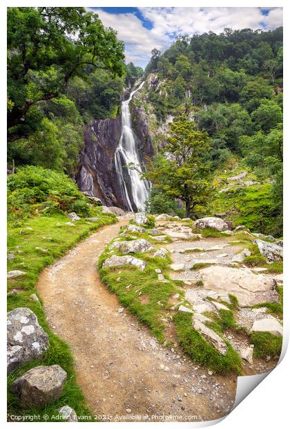 Aber Falls Abergwyngregyn Print by Adrian Evans