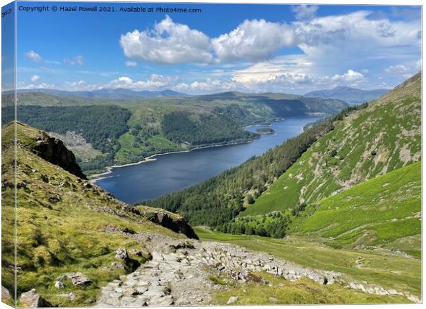 Thirlmere from Helvellyn Canvas Print by Hazel Powell