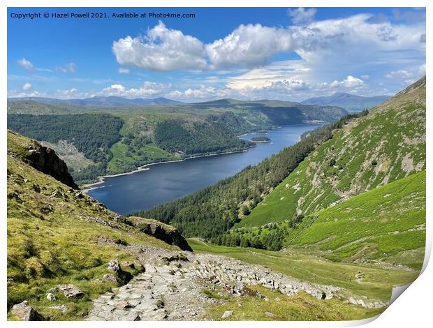 Thirlmere from Helvellyn Print by Hazel Powell