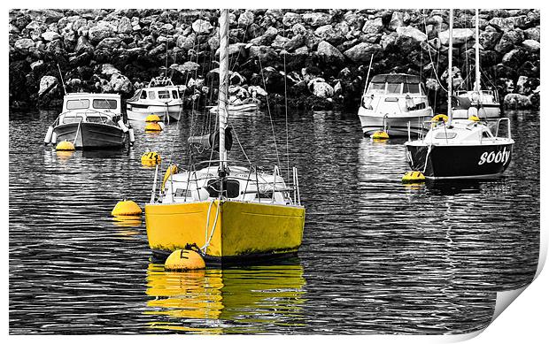 Yellow Boat At Brixham Print by Jason Connolly
