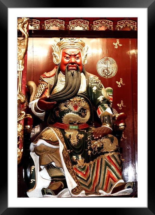 Iconic Confucian statue in Chinese temple Framed Mounted Print by Roger Mechan