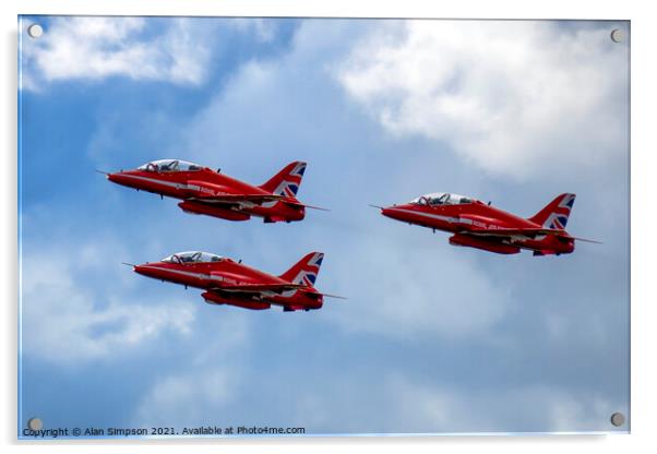 Red Arrows Acrylic by Alan Simpson