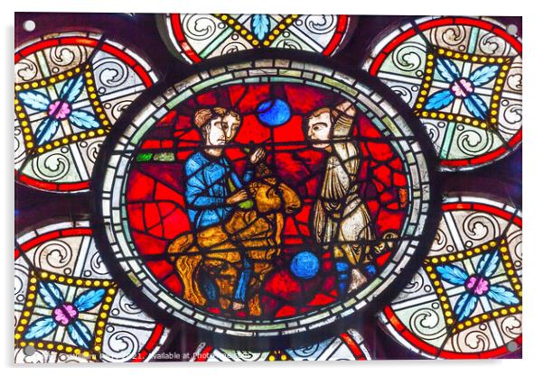 Lost Sheep Parable Stained Glass Notre Dame Cathedral Paris Fran Acrylic by William Perry