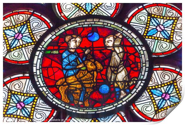 Lost Sheep Parable Stained Glass Notre Dame Cathedral Paris Fran Print by William Perry
