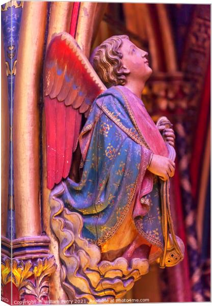 Angel Wood Carving Cathedral Sainte Chapelle Paris France Canvas Print by William Perry