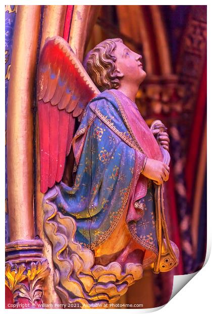 Angel Wood Carving Cathedral Sainte Chapelle Paris France Print by William Perry