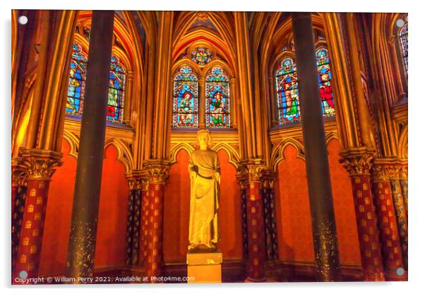Louis 9Th Memorial Stained Glass Chapel Sainte Chapelle Paris Fr Acrylic by William Perry