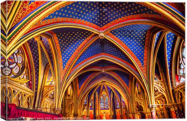 Louis 9Th Memorial Stained Glass Chapel Sainte Chapelle Paris Fr Canvas Print by William Perry