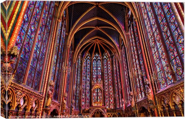 Stained Glass Cathedral Sainte Chapelle Paris France Canvas Print by William Perry