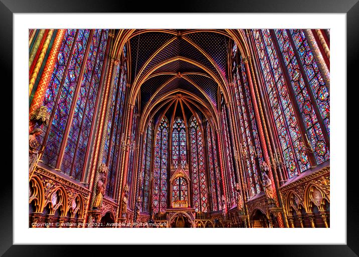Stained Glass Cathedral Sainte Chapelle Paris France Framed Mounted Print by William Perry