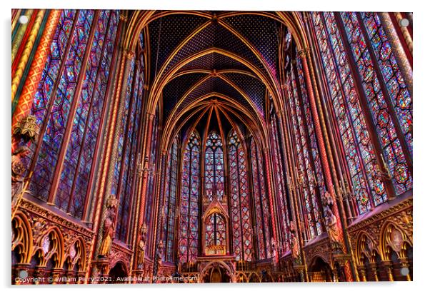 Stained Glass Cathedral Sainte Chapelle Paris France Acrylic by William Perry