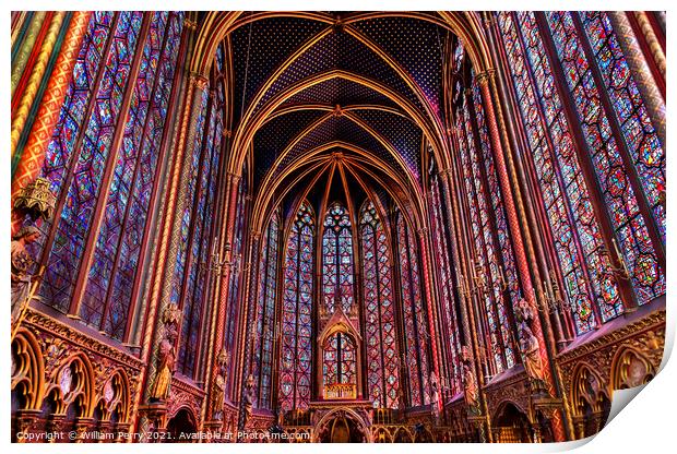 Stained Glass Cathedral Sainte Chapelle Paris France Print by William Perry