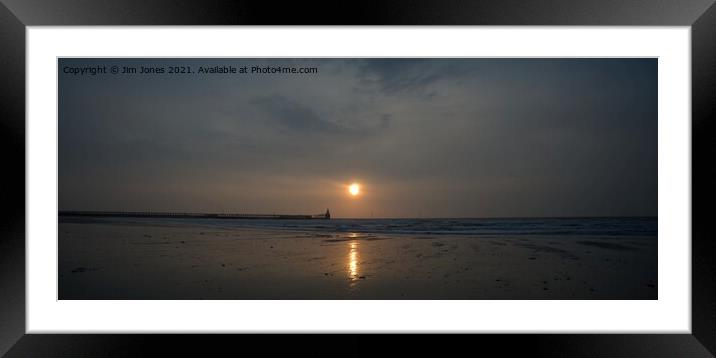 Sunrise over the North Sea at Blyth - Panorama Framed Mounted Print by Jim Jones