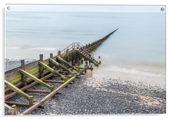 Wooden groyne stretching into the sea Acrylic by Jason Wells