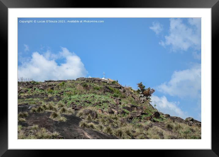 Holy cross on a rocky hill at Marayoor, Kerala, India Framed Mounted Print by Lucas D'Souza
