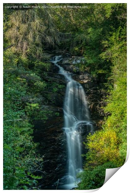 The Upper Falls of Moness, Aberfeldy, Perthshire Print by Navin Mistry