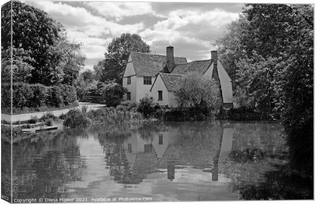 Willy Lott’s House Flatford Monochrome Canvas Print by Diana Mower