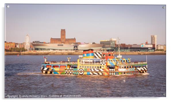 Mersey Ferry and Liverpool Cathedral Acrylic by Andy McGarry