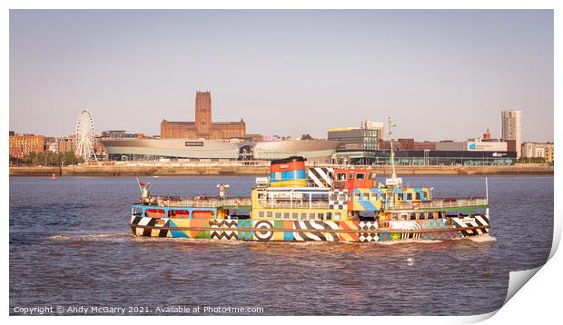 Mersey Ferry and Liverpool Cathedral Print by Andy McGarry