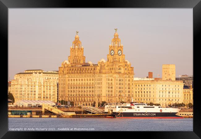 Liverpool Liver Building and Steam Packet Ferry Framed Print by Andy McGarry