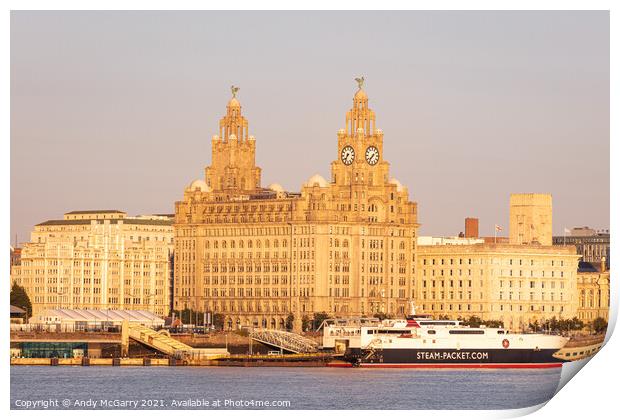Liverpool Liver Building and Steam Packet Ferry Print by Andy McGarry