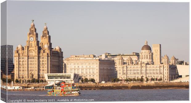 Mersey Ferry and the three Graces Canvas Print by Andy McGarry