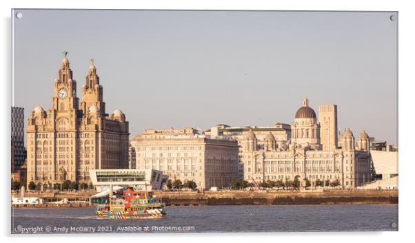 Mersey Ferry and the three Graces Acrylic by Andy McGarry