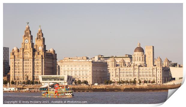 Mersey Ferry and the three Graces Print by Andy McGarry