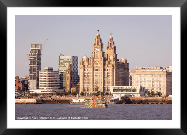 Mersey Ferry and Liverbuilding Framed Mounted Print by Andy McGarry