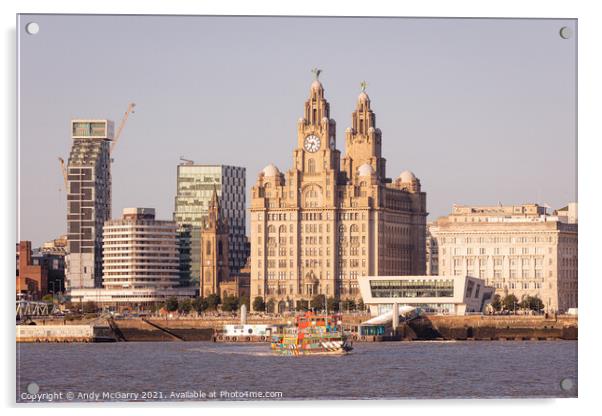 Mersey Ferry and Liverbuilding Acrylic by Andy McGarry