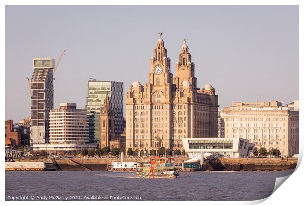 Mersey Ferry and Liverbuilding Print by Andy McGarry