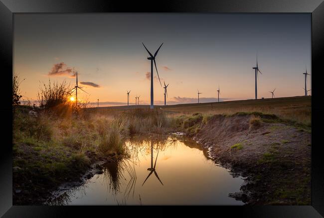 Mynydd y Betws Wind Farm Framed Print by Leighton Collins