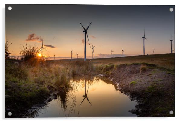 Mynydd y Betws Wind Farm Acrylic by Leighton Collins