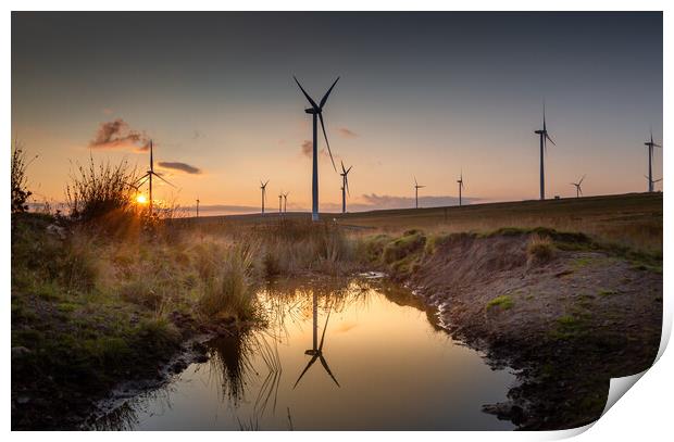 Mynydd y Betws Wind Farm Print by Leighton Collins
