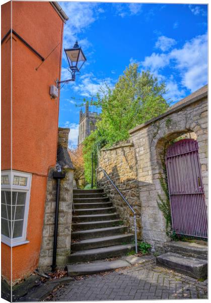 Church Steps in Dursley, Gloucestershire Canvas Print by Tracey Turner