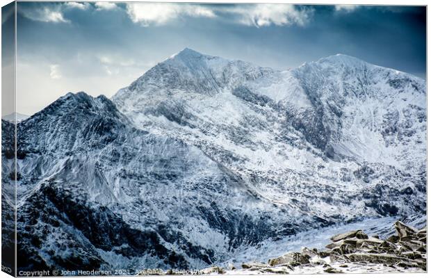 Snowdon winter Canvas Print by John Henderson