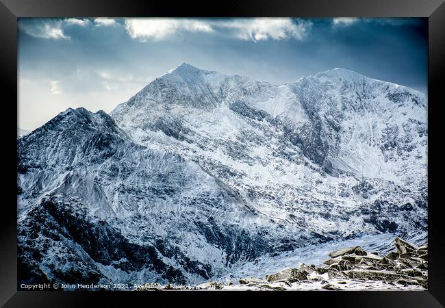 Snowdon winter Framed Print by John Henderson