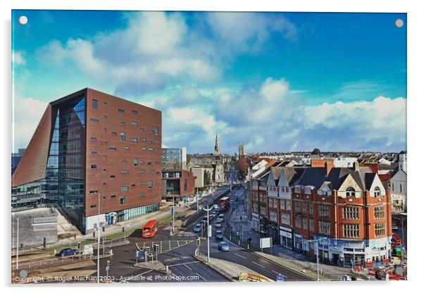 Overlooking the Vibrant Plymouth Cityscape Acrylic by Roger Mechan