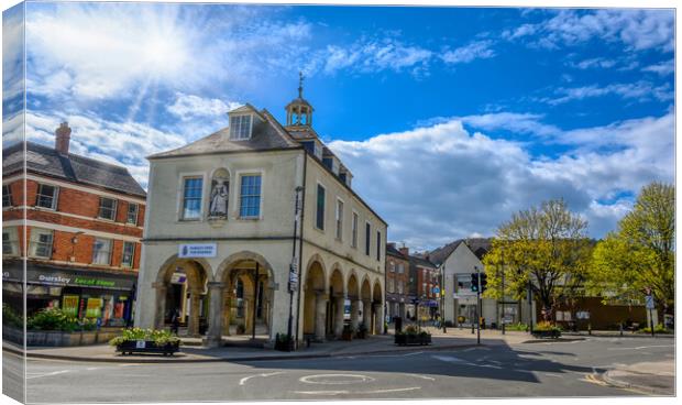 Sunrays on Dursley Town Hall and Market Place, Glo Canvas Print by Tracey Turner