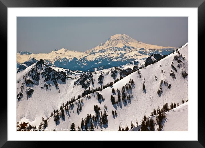 Snowy Mount Saint Adams and Ridge Lines Framed Mounted Print by William Perry