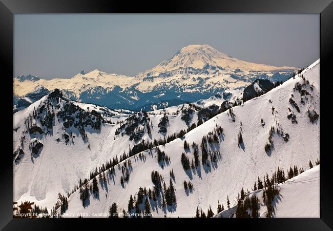 Snowy Mount Saint Adams and Ridge Lines Framed Print by William Perry