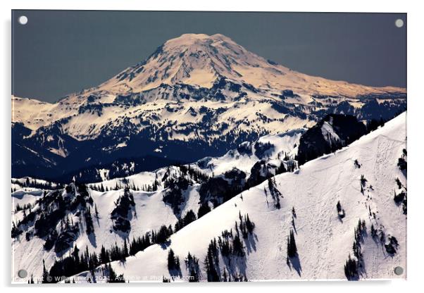 Snowy Mount Saint Adams and Ridge Lines Acrylic by William Perry