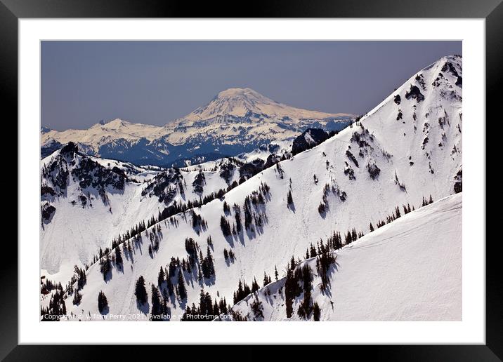 Snowy Mount Saint Adams and Ridge Lines Framed Mounted Print by William Perry