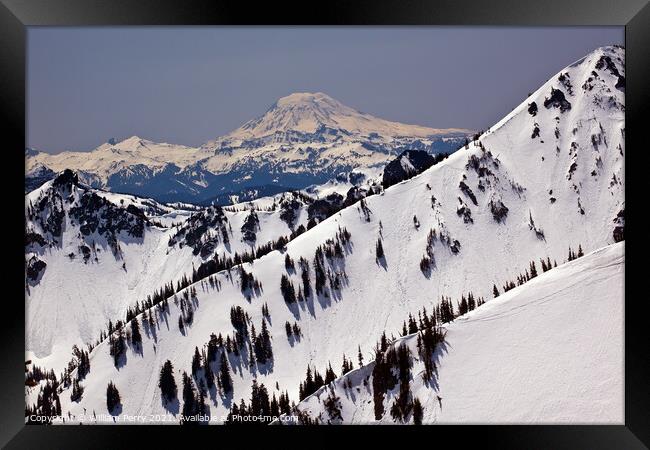 Snowy Mount Saint Adams and Ridge Lines Framed Print by William Perry