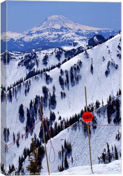Back Country Snowy Mount Saint Adams Ridge Lines Closed Sign Canvas Print by William Perry