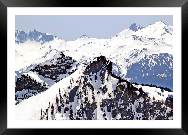 Snowy Ridge Lines Crystal Mountain Framed Mounted Print by William Perry