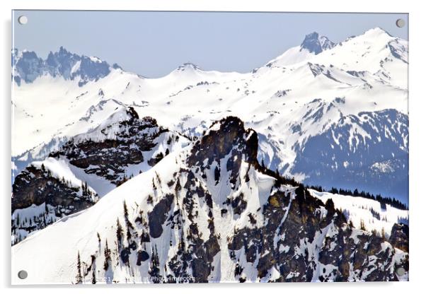 Snowy Ridge Lines Crystal Mountain Acrylic by William Perry